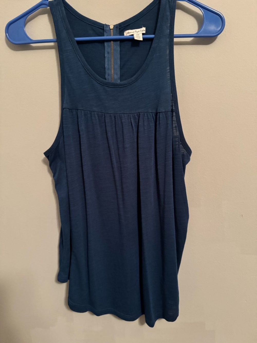 American Eagle Outfitters Navy Pleated Racerback Tank